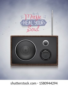 Radio, music poster with text. EPS-10