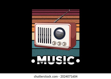radio music retro illustration design retro style