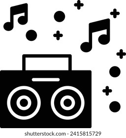Radio Music solid and glyph vector illustration