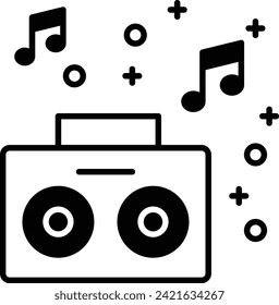 Radio Music solid glyph vector illustration