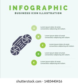 Radio, Music, Technology Solid Icon Infographics 5 Steps Presentation Background