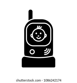 Radio nanny glyph icon. Baby monitor. Silhouette symbol. Negative space. Vector isolated illustration