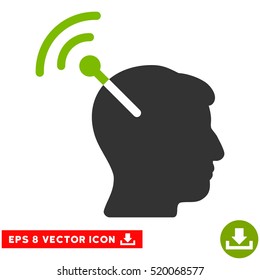 Radio Neural Interface EPS vector pictograph. Illustration style is flat iconic bicolor eco green and gray symbol on white background.