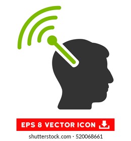 Radio Neural Interface EPS vector pictogram. Illustration style is flat iconic bicolor eco green and gray symbol on white background.