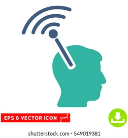 Radio Neural Interface EPS vector icon. Illustration style is flat iconic bicolor cobalt and cyan symbol on white background.