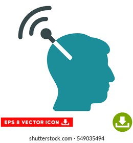 Radio Neural Interface EPS vector pictograph. Illustration style is flat iconic bicolor soft blue symbol on white background.