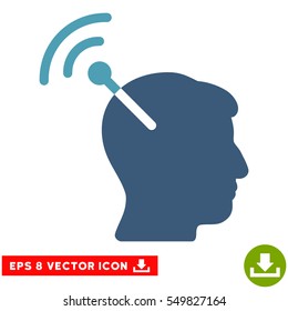 Radio Neural Interface EPS vector pictogram. Illustration style is flat iconic bicolor cyan and blue symbol on white background.