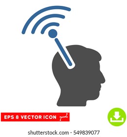 Radio Neural Interface EPS vector pictogram. Illustration style is flat iconic bicolor cobalt and gray symbol on white background.
