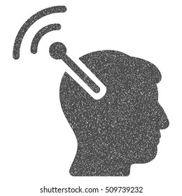 Radio Neural Interface grainy textured icon for overlay watermark stamps. Flat symbol with scratched texture. Dotted vector gray ink rubber seal stamp with grunge design on a white background.