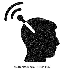 Radio Neural Interface grainy textured icon for overlay watermark stamps. Flat symbol with unclean texture. Dotted vector black ink rubber seal stamp with grunge design on a white background.