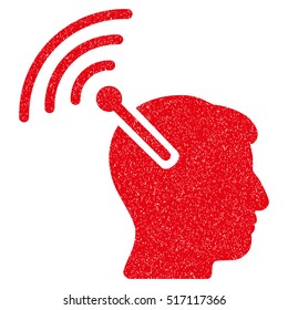 Radio Neural Interface grainy textured icon for overlay watermark stamps. Flat symbol with dirty texture. Dotted vector red ink rubber seal stamp with grunge design on a white background.