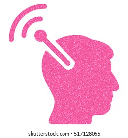 Radio Neural Interface grainy textured icon for overlay watermark stamps. Flat symbol with dirty texture. Dotted vector pink ink rubber seal stamp with grunge design on a white background.