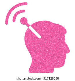 Radio Neural Interface grainy textured icon for overlay watermark stamps. Flat symbol with dust texture. Dotted vector pink ink rubber seal stamp with grunge design on a white background.