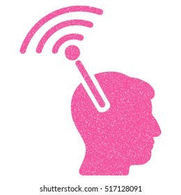 Radio Neural Interface grainy textured icon for overlay watermark stamps. Flat symbol with unclean texture. Dotted vector pink ink rubber seal stamp with grunge design on a white background.