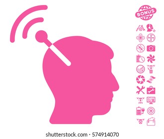 Radio Neural Interface icon with bonus uav tools design elements. Vector illustration style is flat iconic symbols on white background.
