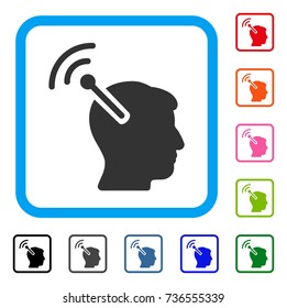 Radio Neural Interface icon. Flat grey pictogram symbol inside a light blue rounded square. Black, gray, green, blue, red, orange color variants of Radio Neural Interface vector.