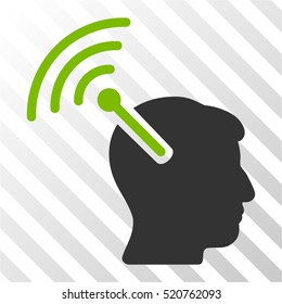 Radio Neural Interface vector icon. Illustration style is flat iconic bicolor eco green and gray symbol on a hatched transparent background.