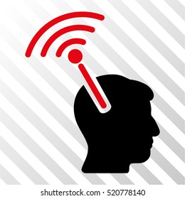 Radio Neural Interface vector icon. Illustration style is flat iconic bicolor intensive red and black symbol on a hatched transparent background.