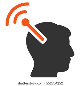 Radio Neural Interface vector icon. Style is flat graphic bicolor symbol, orange and gray colors, white background.