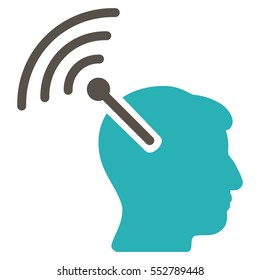 Radio Neural Interface vector icon. Style is flat graphic bicolor symbol, grey and cyan colors, white background.