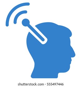 Radio Neural Interface vector icon. Style is flat graphic symbol, cobalt color, white background.