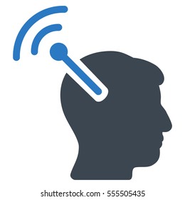 Radio Neural Interface vector icon. Style is flat graphic bicolor symbol, smooth blue colors, white background.