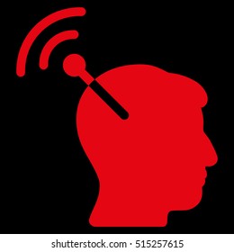 Radio Neural Interface vector pictogram. Style is flat graphic symbol, red color, black background.
