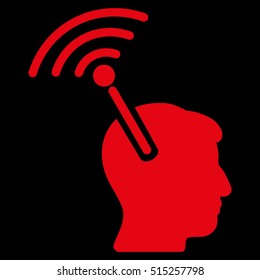 Radio Neural Interface vector pictogram. Style is flat graphic symbol, red color, black background.