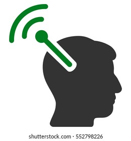 Radio Neural Interface vector pictogram. Style is flat graphic bicolor symbol, green and gray colors, white background.