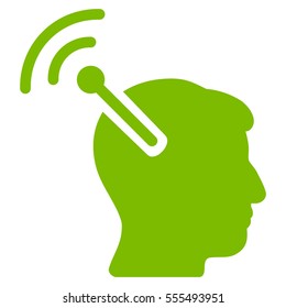 Radio Neural Interface vector pictogram. Style is flat graphic symbol, eco green color, white background.