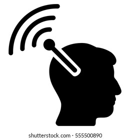 Radio Neural Interface vector pictogram. Style is flat graphic symbol, black color, white background.