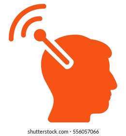 Radio Neural Interface vector pictogram. Style is flat graphic symbol, orange color, white background.