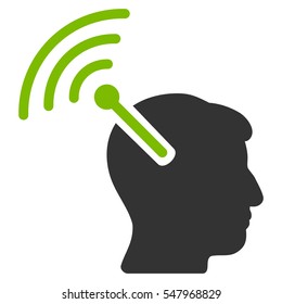 Radio Neural Interface vector pictograph. Style is flat graphic bicolor symbol, eco green and gray colors, white background.