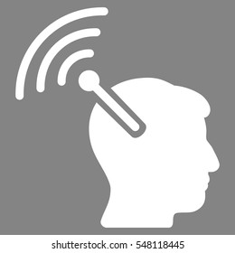 Radio Neural Interface vector pictograph. Style is flat graphic symbol, white color, gray background.