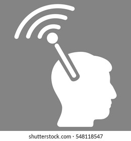 Radio Neural Interface vector pictograph. Style is flat graphic symbol, white color, gray background.