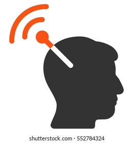 Radio Neural Interface vector pictograph. Style is flat graphic bicolor symbol, orange and gray colors, white background.