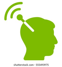 Radio Neural Interface vector pictograph. Style is flat graphic symbol, eco green color, white background.