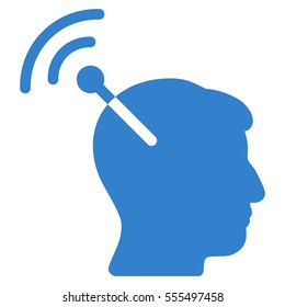 Radio Neural Interface vector pictograph. Style is flat graphic symbol, cobalt color, white background.