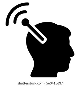 Radio Neural Interface vector pictograph. Style is flat graphic symbol, black color, white background.
