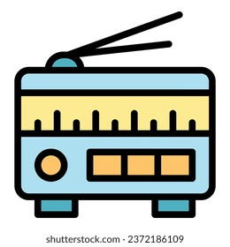 Radio news icon outline vector. Tv media. Camera report color flat