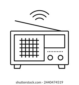 radio news line icon vector. radio news sign. isolated contour symbol black illustration