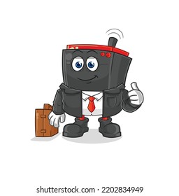 Radio Office Worker Mascot. Cartoon Vector