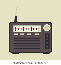 radio old  over beige  background vector illustration 