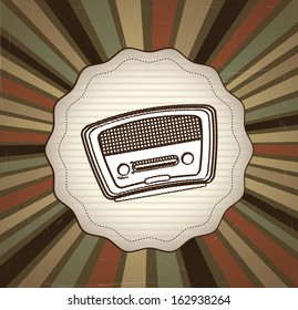 radio old  over grunge background vector illustration 