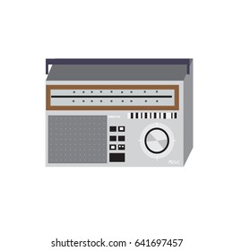 radio, old recorder on white background, vintage device