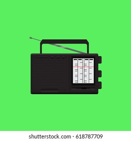 Radio on background vector concept. Technology illustration in modern flat style. Color picture for design web site, web banner, printed material. Radio flat icon. 