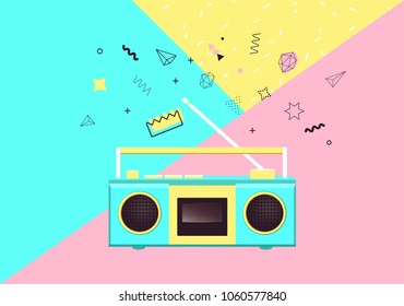 Radio on colorful background. Vector illustration