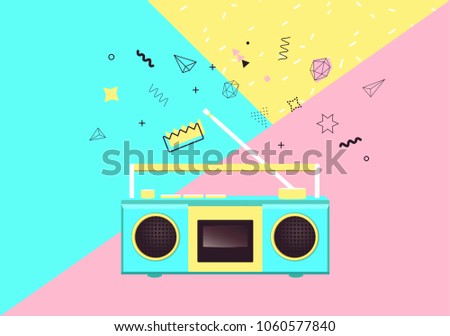 Radio on colorful background. Vector illustration