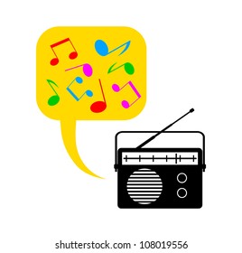 Radio on white background