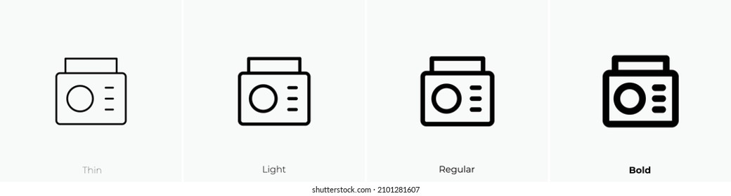radio one icon. Thin, Light Regular And Bold style design isolated on white background